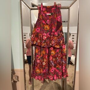 Spell the Gypsy free people Floral Dress with Ruffle Hem two piece.
